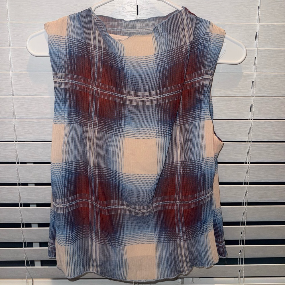 Cider Sleeveless Plaid Camisole in Blue, Red & Cream